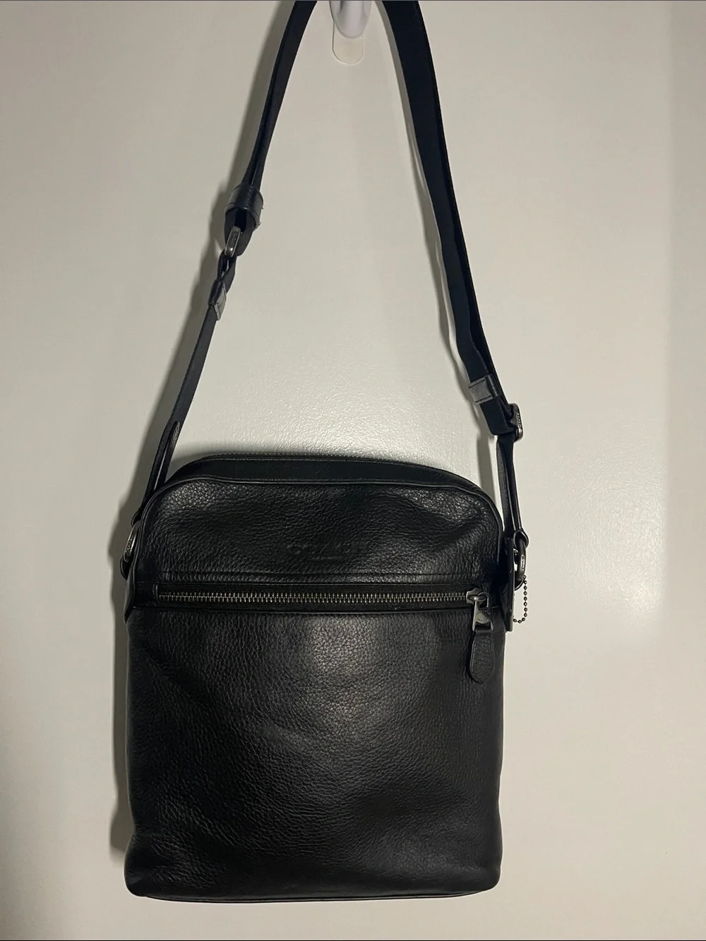Coach Men’s Houston Black Pebbled Leather Flight Crossbody Bag - Picture 2 of 16